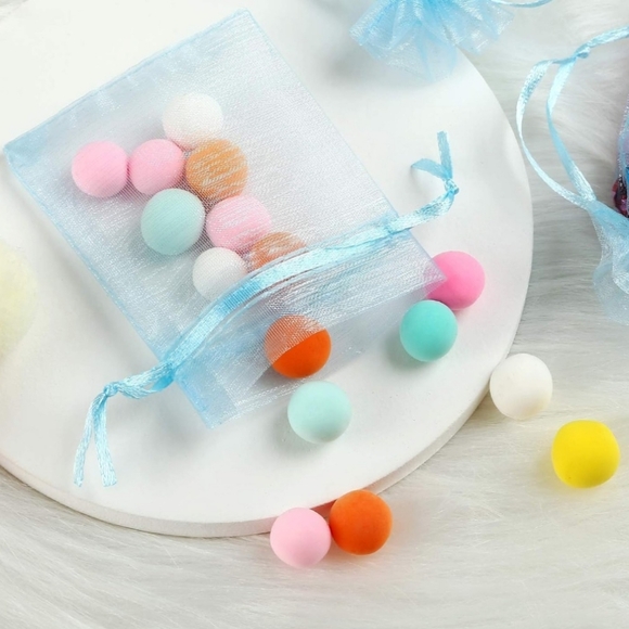 ⭐️5 for 20⭐️ 10 Light Blue Organza Drawstring Bags 3"x4" - Picture 6 of 8